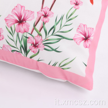 Fodera per cuscino personalizzata con fenicotteri rosa in velluto